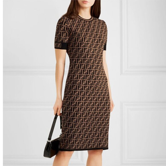 Fendi Brown Forever-FF Knit Dress Throw It On Turn It Up - Picture 1 of 8
